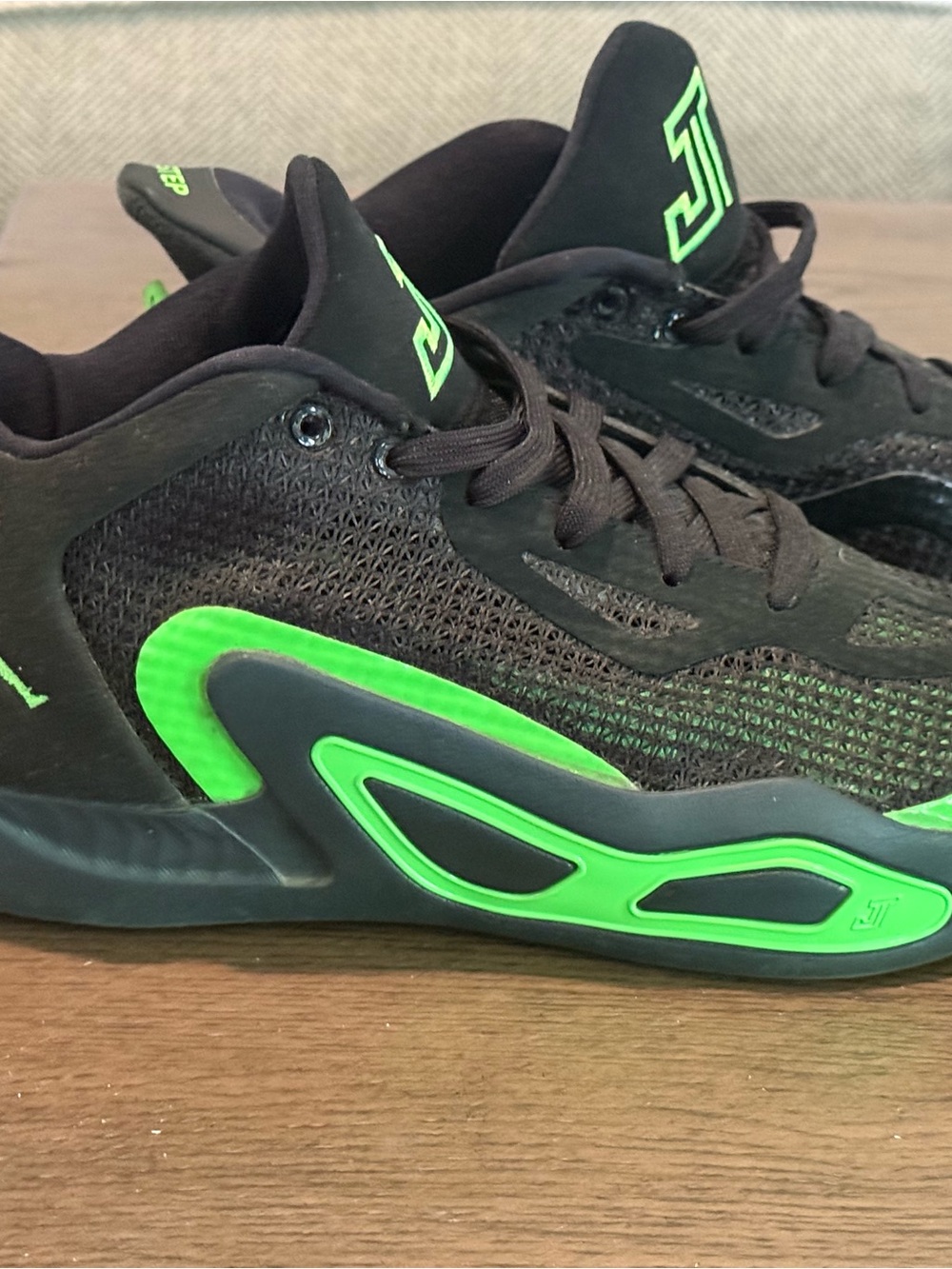 Jordan Jayson Tatum Black Sneakers with Neon Green Accents